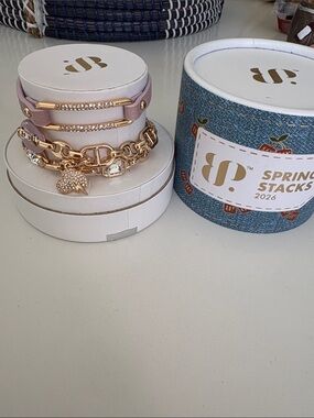 Spring Stacks 2026 Pink and Gold Multi-Row Bracelet Set